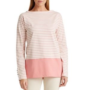 NWT Ralph Lauren Pink Stripe Button Pullover Top XS